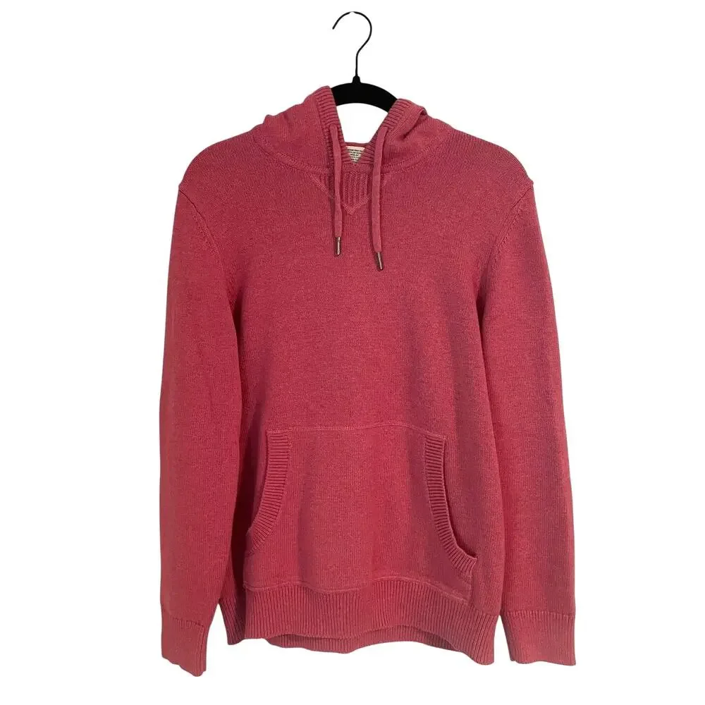 L.L. Bean Pink Cotton Cashmere Hoodie Sweater Soft Knit Pullover Coastal Prep-S